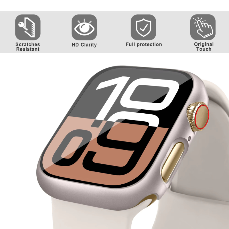 Tempered Glass+Case For Apple  - Smartwatch Band Accessories 评论和价格