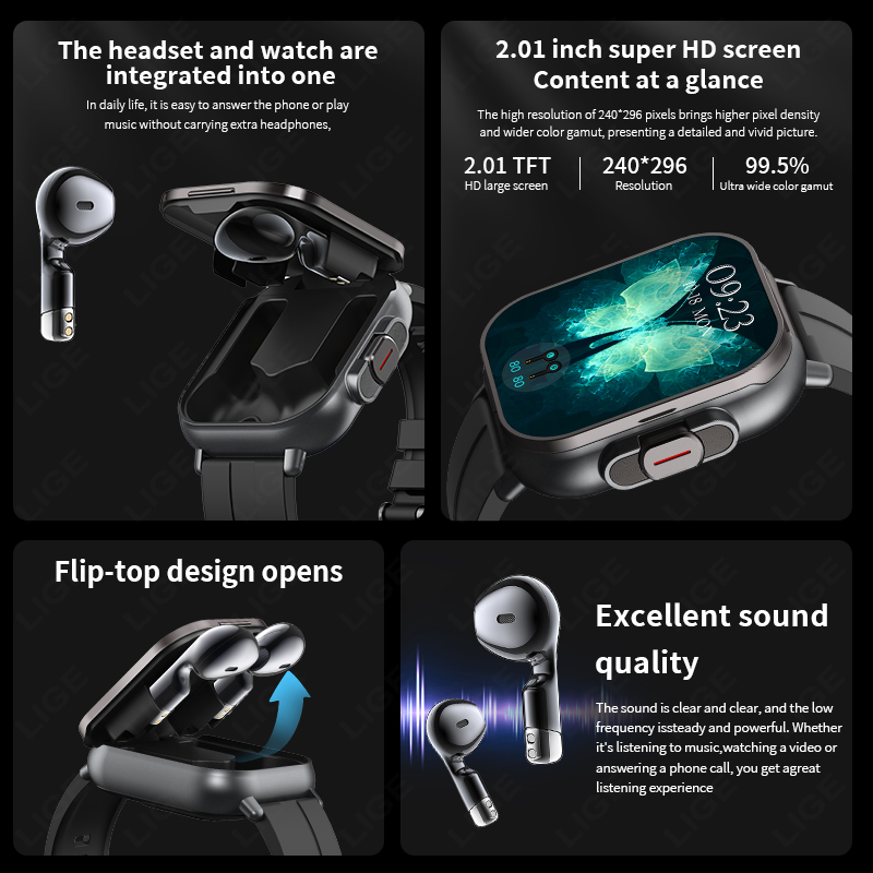 LIGE New 2 In 1 TWS Smart Watc - Smartwatch Headset 评论和价格
