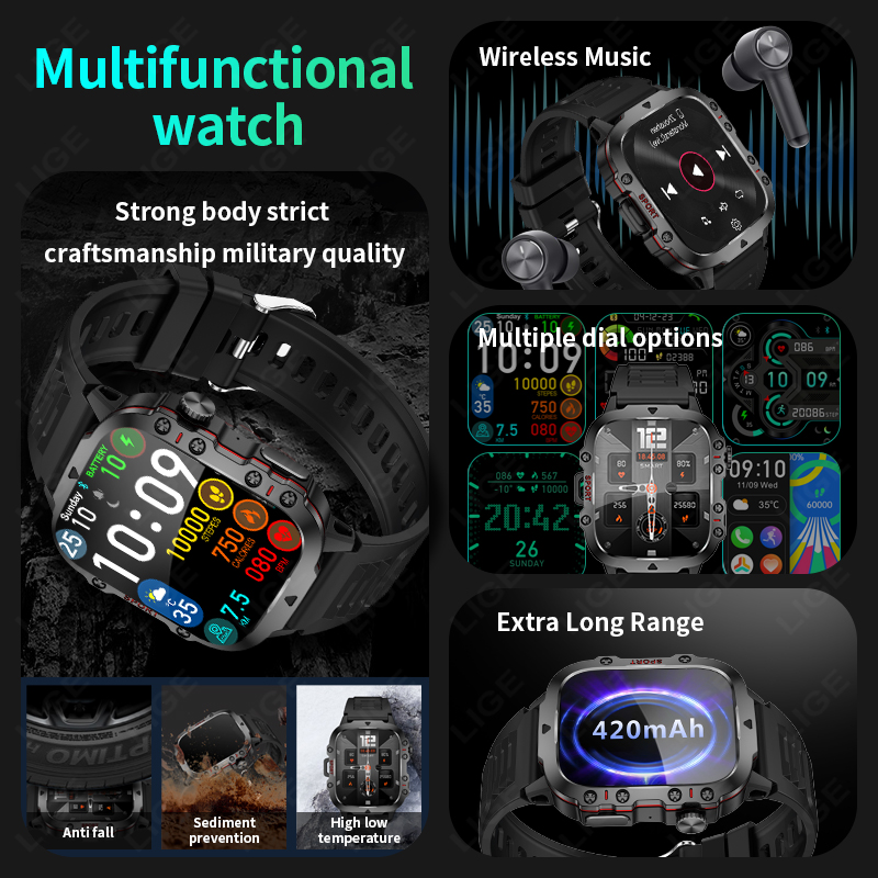 LIGE Outdoor Smart Watch Men 2 - Xiaomi Smartwatch Accessories 评论和价格